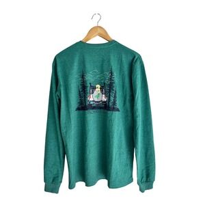 Properly Tied Mens Catch a Ride Green Pima Cotton Long Sleeve T-Shirt Medium NWT
